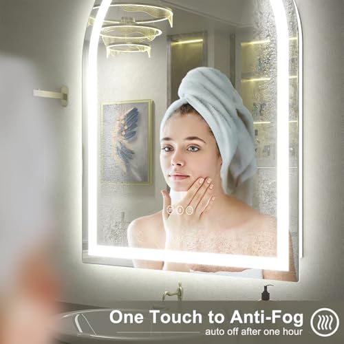 Image of 28x38 Inch Arched LED Bathroom Mirror