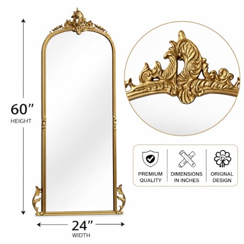 Image of Classic Standard Full-Length Mirror Large Floor & Wall-Mounted Body Mirror Bedroom & Living Room Leaning Dressing Mirror (148x58cm)