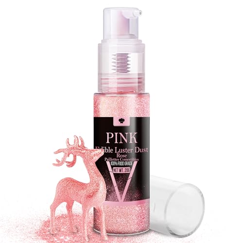 Vividye - Edible Glitter Spray - 20g Luster Dust Edible Glimmer Powder for Sparkling Cocktails, Cake, Cupcakes, Wine, Beverage - Food Grade Shimmer Dust Powder for Baking, Drinks, Cookies Decoration (Pink)