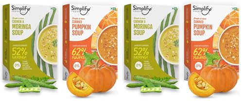 Image of Simplify Cashew & Moringa Soup and Curried Pumpkin Soup - Pack of 4 (Serves 5 to 6) I Each Makes 500ml | 0% Additives and Preservatives