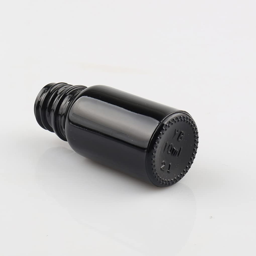 24 Pezzi Nero Lucido Bottiglie Contagocce Vetro 10 ml, con Pipette Contagocce Vetro,anello a vite Argento, per Laboratorio,Olio Essenziale, Aromaterapia +4 imbuti