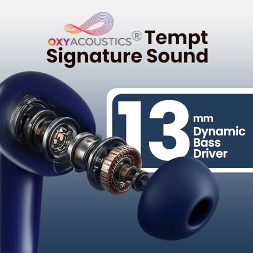 Image of TEMPT Cult Pro | 32db ANC | 8hrs on Single Charge | 13mm Bass Driver | 65ms Auto Latency, LC3 Codec | Clear Calls with Quad Mic | Wireless Earbuds Powered by OxyAcoustics | IPX5 & BT 5.3 TWS (Blue) | inch65ms Auto Latency, LC3 Codec, Quad Mic Calls, OxyAcoustics, IPX5, BT5.3 TWS
