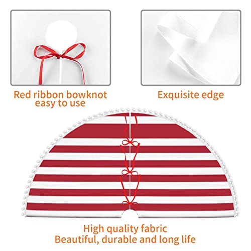 American Flag Stars Stripes Pompom Christmas Tree Skirt Party Decoration Tree Skirt. Diameter 30/36/48 Inches #TOP5