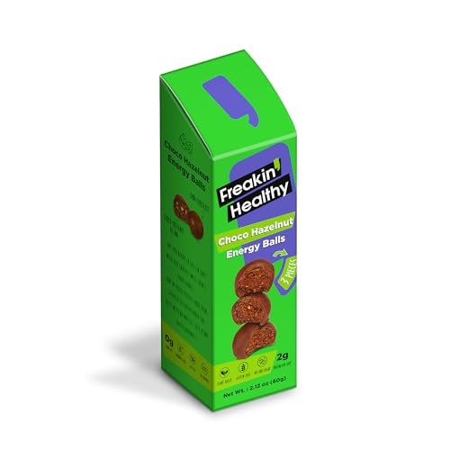 Freakin Healthy Choco Hazelnut Energy Balls 60g – Dark Chocolate Covered, Individually Wrapped, Plant Based Snack.
