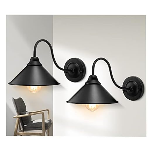 LYOOWNG Black Wall Sconces, 2PACK Industrial Wall Sconces, Farmhouse Wall Lights, E26 Gooseneck Wall Sconces, Vintage Wall Mount Light Fixture, Wall Light Sconce for Bedroom Bathroom Hallway