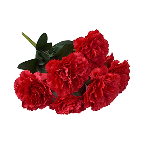NIDONE Ramo de Claveles Artificiales Simulación de Flores Falsas Toque Real Arreglo de Flores de Seda Rojo Suministros de Jardinería