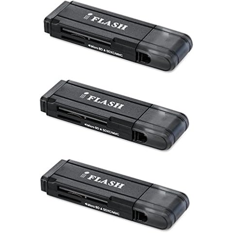[3 Pack] iFlash USB 3.0 Dual Slot MicroSD - MicroSDHC - MicroSDXC - SDHC - SDXC Card Reader/Writer - Support SanDisk Kingston 256GB 128GB 64GB 32GB UHS-I Micro SDXC SDHC, Ultra/Extreme Speed Cover