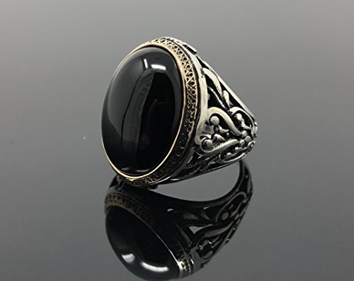KAR 925K Stamped Sterling Silver Black Onyx Men's Ring I1I4