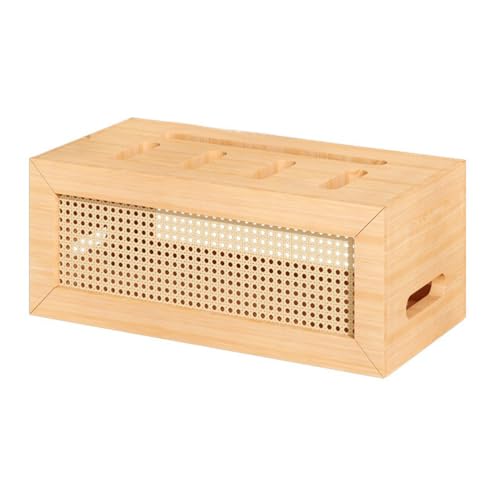 Organizador del cable de router en madera de pino para un mueble audiovisual limpio y ordenado