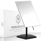 Mirrorvana Espejo Grande de sobremesa Independiente para baño, Escritorio y Dormitorio - Espejo Facial sin Marco para Maquillaje y Afeitado - 25 x 18 cm (Negro)