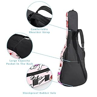 Housse imperméable pour guitare acoustique avec double bandoulière et poche pour support japonais et branches de fleurs… - Les Beatles, Paul McCartney, John Lennon, RIngo Starr, George Harrison Housse imperméable pour guitare acoustique avec double bandoulière et poche pour support japonais et branches de fleurs… – Image 3