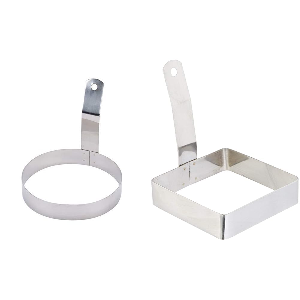 Dynore Round Egg Ring Large- 6 inch & Dynore Square Egg/Pancake Ring with Handle 10x10x13 cm