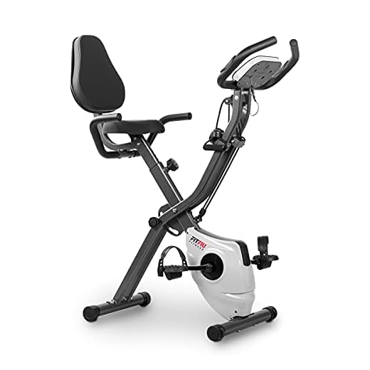 FITFIU Fitness BEST-320 - Bicicleta Estática plegable con respaldo y cuerdas elásticas modalidad remo, disco de inercia de 8 kg, Pulsómetro, 8 niveles de resistencia, peso máx 120 kg