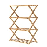 Home Nature Schuhregal Bamboo mit 4 Etagen, Tragbar, Platzsparend, Ohne Montage, Schuhregal Klein für Flur, Schlafzimmer und Kleine Räume (Primärfarben)