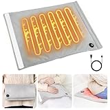 Boweer ホットマット USB給電式43cmx33cm 5秒速暖 両面発熱 3段温度調節 USB延長コード付き お湯不要 省エネ 携帯便利 洗濯可能 防寒グッズ 敬老の日 クリスマス プレゼント 手/足元/腰/膝/太もも/背中/尻に適用 キャンプ 通勤 学校 バッテリー無し (グレー)