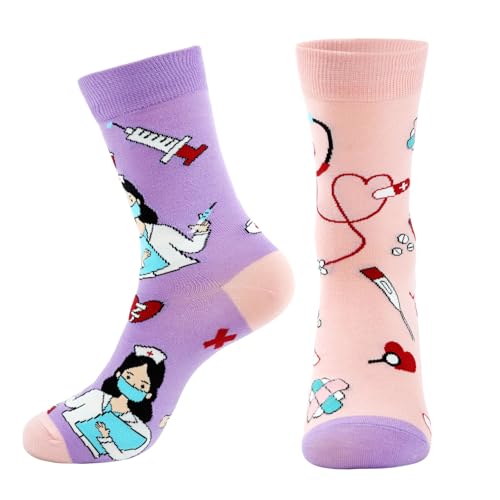 CooTooLa Lustige Bunte Socken Damen 39-42 Herren Witzige Socken Mehrfarbig Muster Verrückte Socks verschieden links rechts