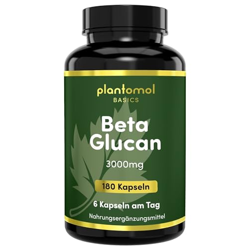 Beta Glucan Kapseln hochdosiert - 3000mg pro Tag - aus Hafer - pflanzliche Ballaststoffe Tabletten vegan - Cholesterin senken Kapseln - plantomol Essentials