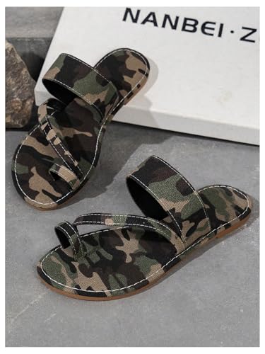 GORGLITTER Women's Camo Flat Sandals Open Toe Strap Vacation Slide Sandals4