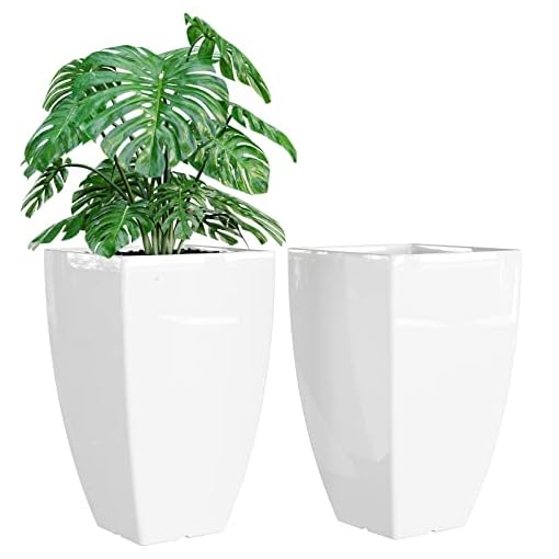 QCQHDU Large Planters for Outdoor Plants Flower Pots Set of 2,Tall Planters for Outdoor Plants,21 inch Outdoor Planters for Front Porch White Planters