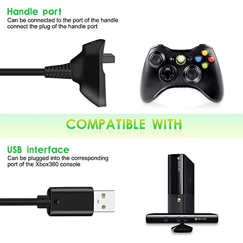 6Ft Charging Cable For Xbox 360, Wireless Controller Usb Charging Cable Compatible With Microsoft Xbox360 / Xbox 360 Slim Wireless Game Controllers #TOP5