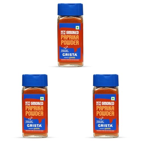 Image of CRISTA Smoked Paprika Powder from Fresh & Flavourful Dried Chillies with Zero added Colours, Fillers, Additives & Preservatives Smoky Flavour & Aroma 45 gms (Pack of 3)