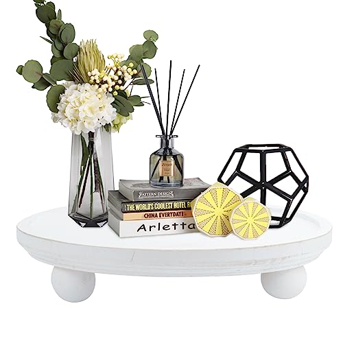 Decorative Wooden Risers For Displays Round Wood Tray Risers For Decor, Farmhouse Pedestal Stand, Rustic Cake Stand Centerpiece Tray Counter Organizer For Kitchen Living Room Home Bathroom #TOP20
