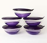  TUPPERWARE Eleganzia Schüssel 5X 600ml VIOLETT-LILA/TRANSPARENT Schale BLICKFANG + Geschenk 250ml Gefrierbehälter Gelb