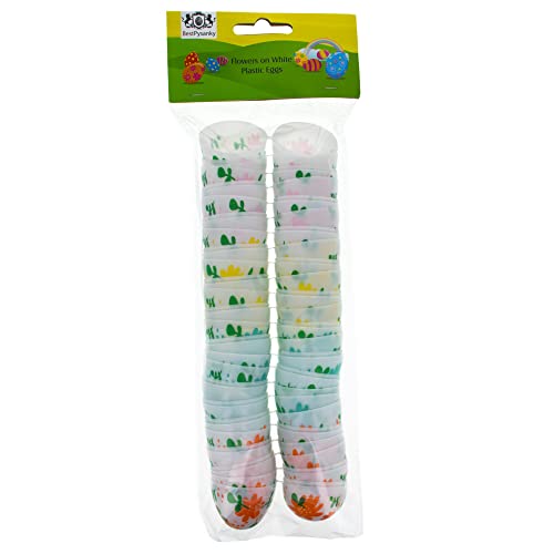 Fleurs sur œufs de Pâques en plastique blanc 5,7 cm : décoration suspendue de printemps - 7