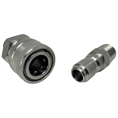 Essential Washer Pressure Washer Fittings Stainless Steel Quick Connect Coupler Socket/Plug Adapter Set (Qc Socket/Plug Set - 3/8 Inch M-Npt) #TOP6