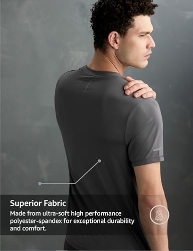 Image of Symbol Premium Men's Solid Regular Fit Sports Stretch T-Shirt | Round Neck | Raglan Sleeve | Moisture-Wicking | Activewear | Running | Gym | Plain (Available in Plus Sizes)