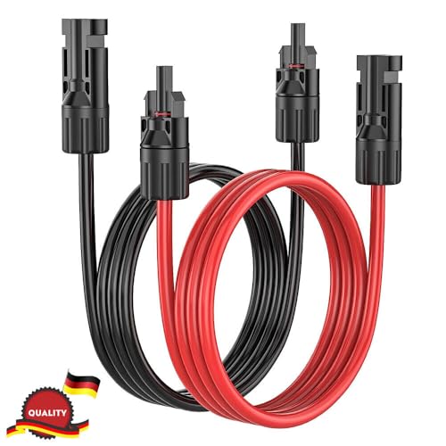 Solarkabel H1Z2Z2-K 4mm2 verzinntes Kupfer bezeichnet Solarkabel Verlängerung mit Solarstecker PV Kabel rot/schwarz - Photovoltaik Kabel mit Stecker - Solarkabel für PV Solaranlage(10MX4mm2)