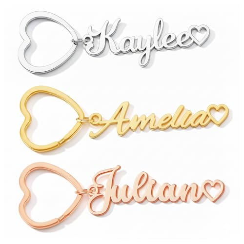 Elemtansy Custom Name Keychain,18K Gold Plated Personalized Key Chain Accessories for Women,Customized Gifts for Christmas