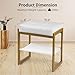 FrexCheng Vanity Stool, Faux Leather Vanity Chair Stool for Dressing Table, Modern Gold Metal Footstool Ottoman for Bedroom & Living Room, White & Gold