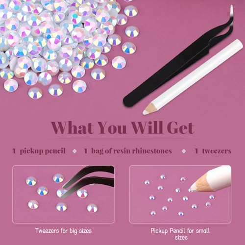 2500PCS 5mm Resin Jelly Rhinestones in Bulk (White AB), Bedazzling Flatback Crystals Rhinestones for Crafting DIY Nail Decoration, Gems Diomand Charms for Tumbler Shoes Clothing Fabric