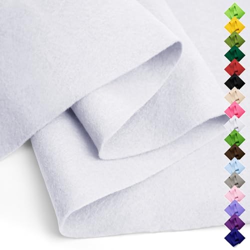 Image of Soft Felt Fabric Sheet 18 inch x 36 inch, 1.6mm Acrylic Craft Felt, White | Soft Thick Felt by The Yard, Large Precut Sheet, Nonwoven Fabric for Sewing DIY Crafts, Classroom & Home Decor