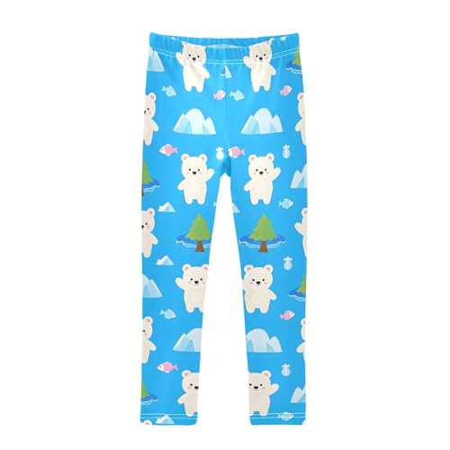 ALAZA Girls' Leggings Children's Yoga Pants Skinny Printed Dance White Bear Iceberg Comfortable 4T