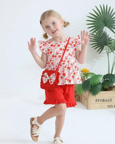 Image of Weebaby Toddler Girl Clothes Baby Summer Outfits Sleeveless Halter Top Ruffle Short Set Cute Kids Clothes Girls