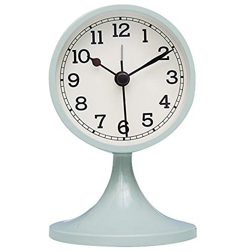 Danse Jupe 3" Alarm Clock Round Quartz Analog Desk Clock Vintage Silent Non Ticking Battery Operated For Bedroom Cyan #TOP5