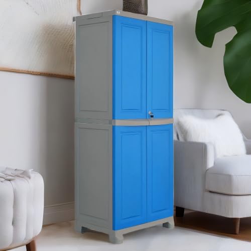 Image of Nilkamal Freedom Big 1 (FB1) Plastic Wardrobe for Storage|3-Year Warranty|Clothes Organizer|Shelves|Cupboard|Almirah for Home, Living Room, Bed Room|Adult & Kids|Deep Blue and Grey