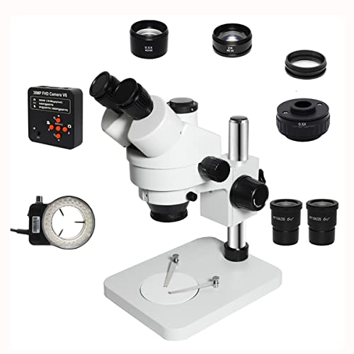 Microscope 3.5X-90X Zoom Magnification Simul Focal Trinocular Stereo Microscope 38MP VGA H_DMI USB SMD Microscopio Camera fit Phone PCB Repair(38MP add 0.5X Cmount)