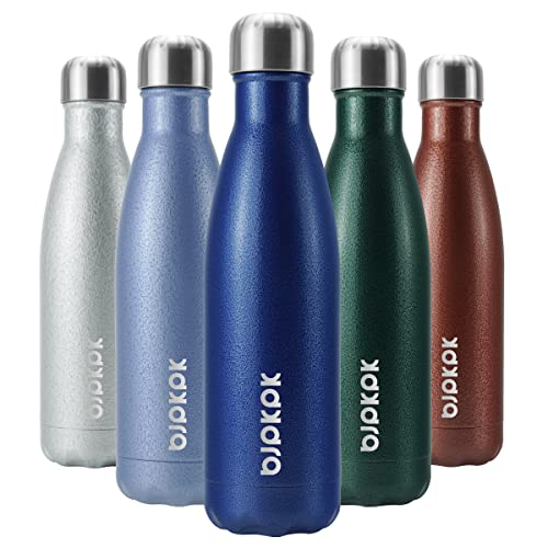 Image of BJPKPK Insulated Water Bottles 17oz, Leak Proof Stainless Steel Water Bottle Keeps Cold for 24 Hours Hot for 12 Hours, BPA Free,Blue