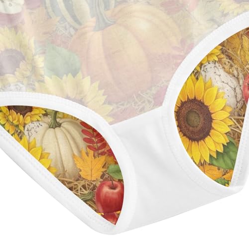 Girls Briefs, Autumn Pumpkins Sunflowers Toddler Panties, Girls' Cotton Brief Underwear, 2T–8 Years4