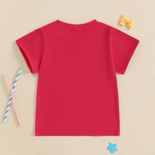 Image of Kids Toddler Little Girls 4th of July T-Shirt Coquette Red White & Blue Patriotic Bows Retro American Flag Top