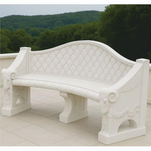 Casa Padrino Banco de jardín de hormigón barroco blanco 196 cm   Jardín barroco & Terraza Muebles