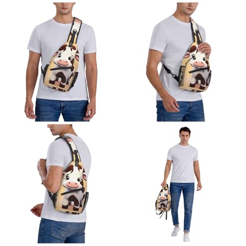 Cute Cow Cross Chest Bag para Hombre y Mujer miniatura 7