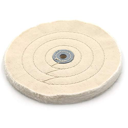 8 Inch Cloth Buffing Polishing wheel with 2/5 Inch Arbor Buffer Tool for Bench Grinder, White, 50 Ply