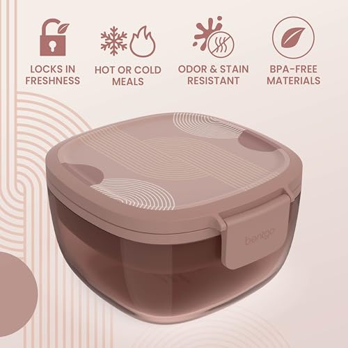 Image of Bentgo Glass Salad Container, 7.6-Cup, 4-Compartment Tray, Reusable Fork