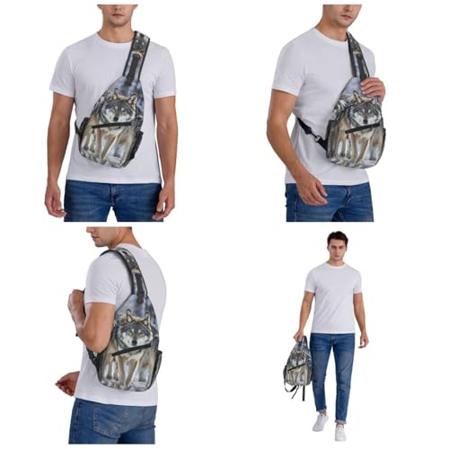 Morrales Sling Crossbody Pack of wolves para Trekking miniatura 6