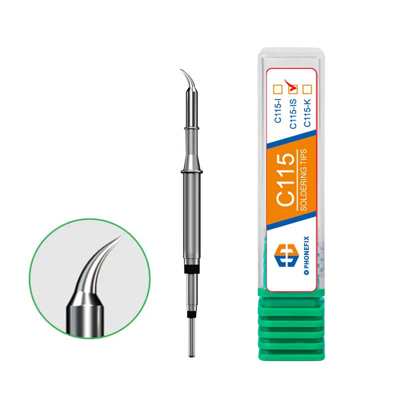 Image of C115-IS Soldering Iron Tips, Curved Cartridges, Heating Core, Suitable for NT115 Handle, For JBC GVM OSS Aixun Soldering Station Replacement Welding Tip Head PHONE Repair Tools