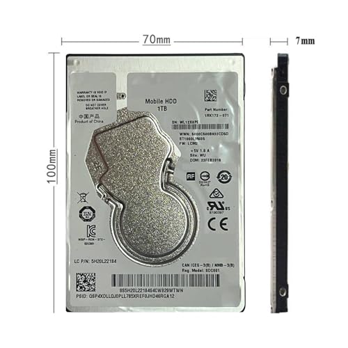 Image of 1TB Laptop HDD Compatible with Seagate [Form Factor - 2.5''-inch, Thickness - 7MM, RPM - 7200, Speed - up to 6Gb /s] | 365 Days Replacement Warranty
